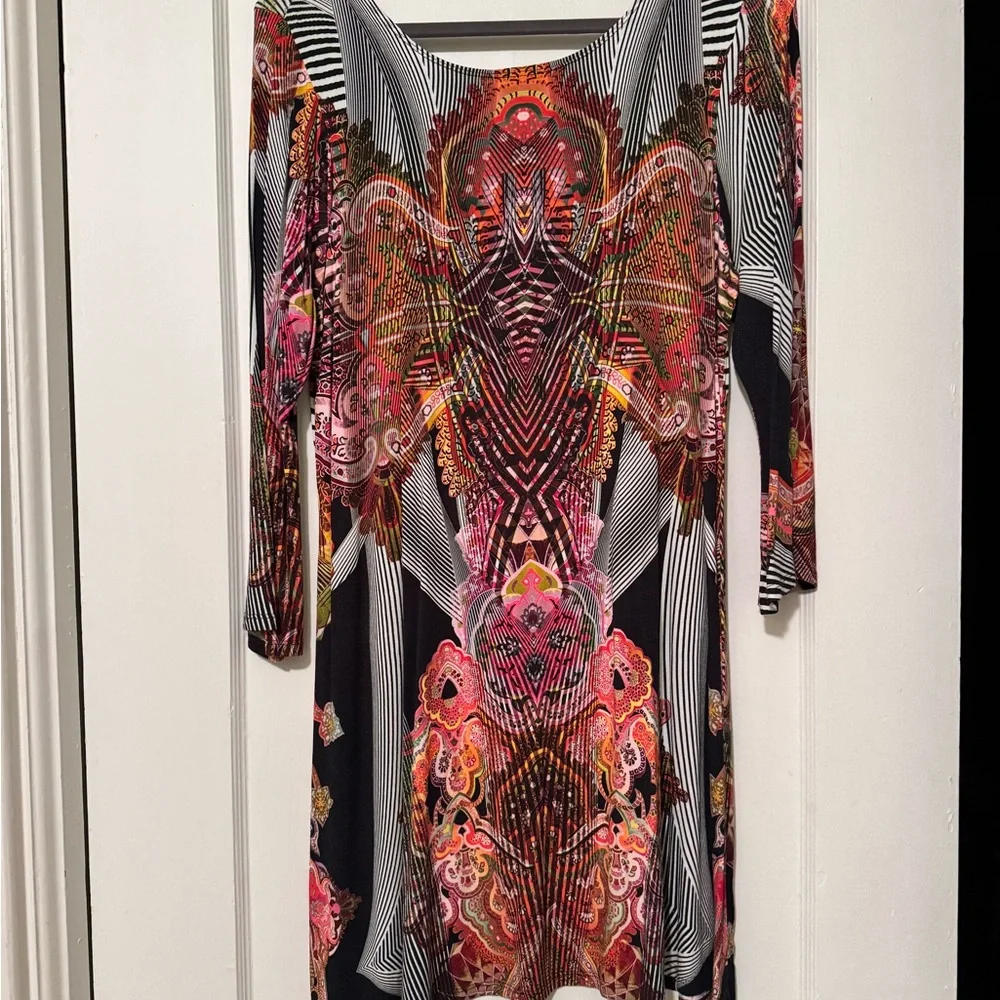 Multicolor Patterned Midi Dress - Picture 2 of 4